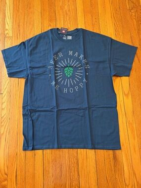 Men's Navy Graphic Tee — 'Beer Makes Me Hoppy'